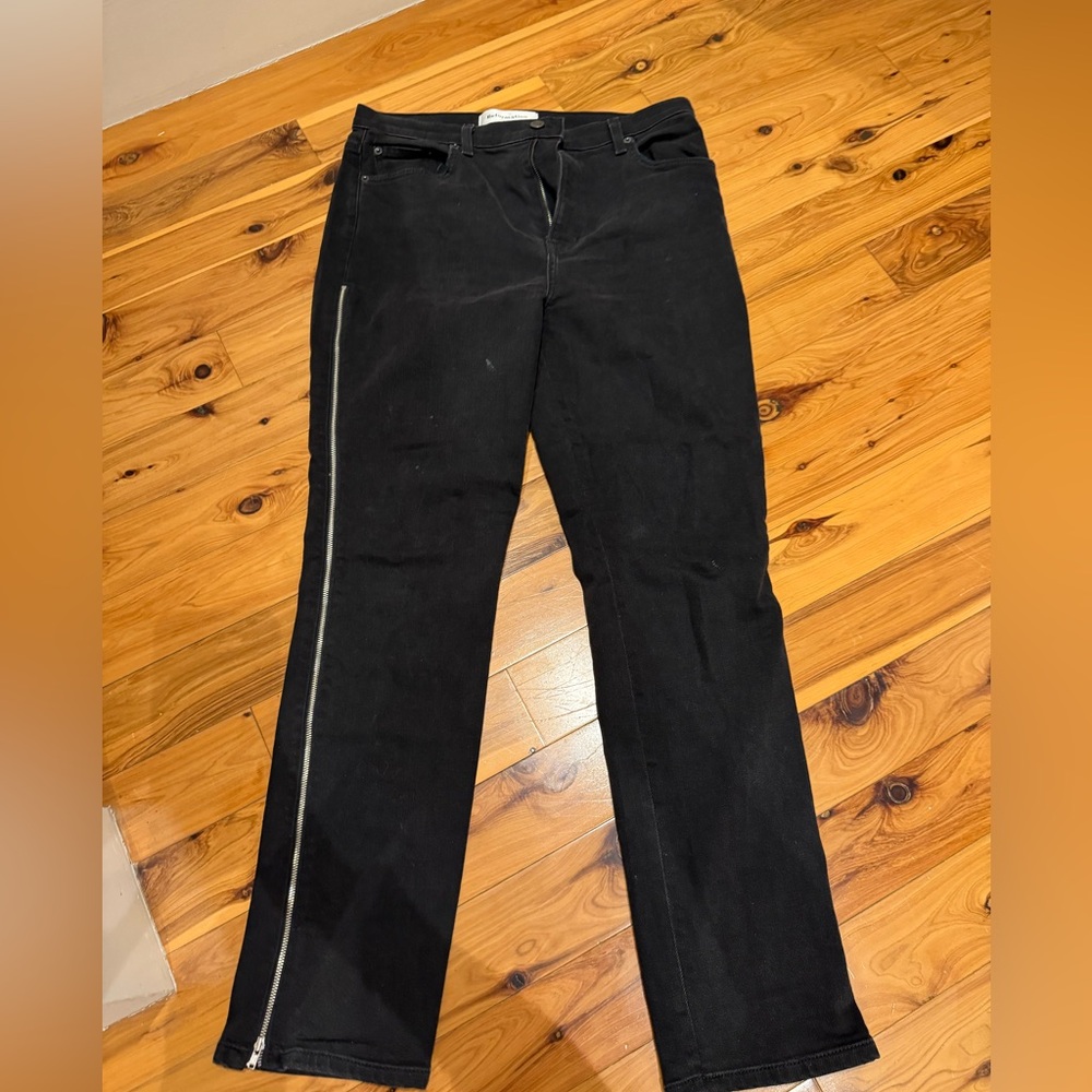 Reformation Helix Side-Zipper Skinny Jeans High Rise Zip Black size 30